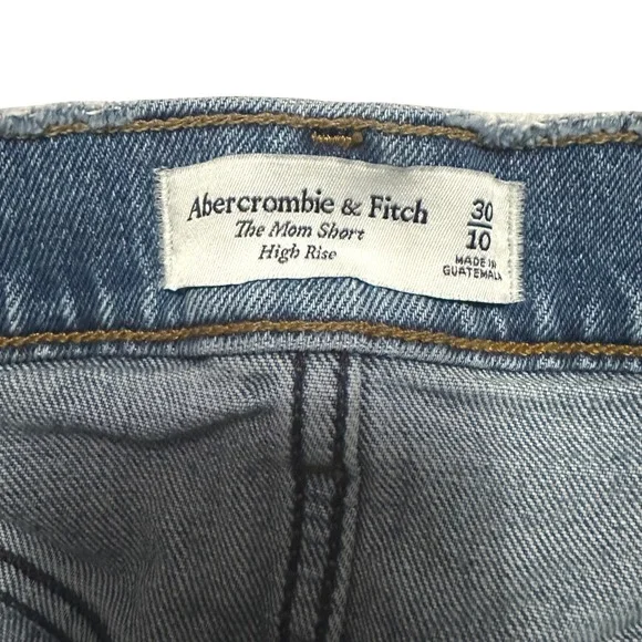 Abercrombie & Fitch The Mom Short High Rise Distressed Denim Blue Women's 30/10 - Picture 3 of 7